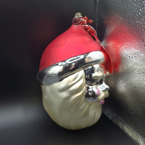 VTG Department 56 Mercury Glass 9" Santa Face Ornament With Box & Tags - Picture 4 of 16